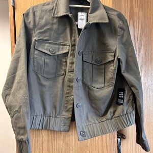Express Olive Green Bomber Jacket